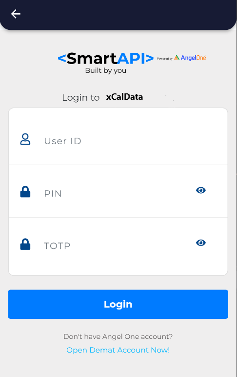 Angel Broking Integration with xCalData angellogin