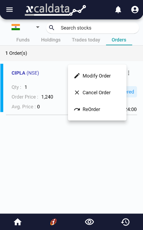 ICICIDirect Integration with xCalData iciciorder1